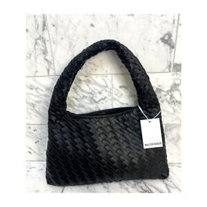 WALTER BAKER Margaux Hobo Bag Sleek Woven Vegan Leather Slouchy Top Handle NWT